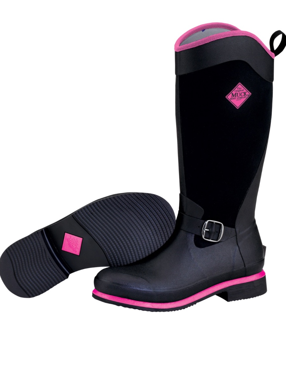 The Original Muck Boot Company ‘Reign’ Tall Waterproof Boots in Black Pink